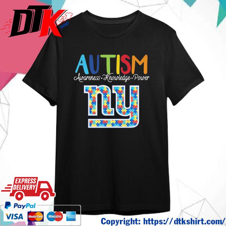 Official New York Giants Autism Awareness Knowledge Power t-shirt