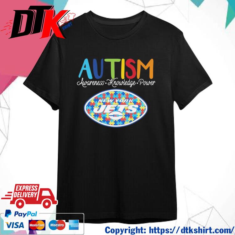 Official New York Jets Autism Awareness Knowledge Power t-shirt