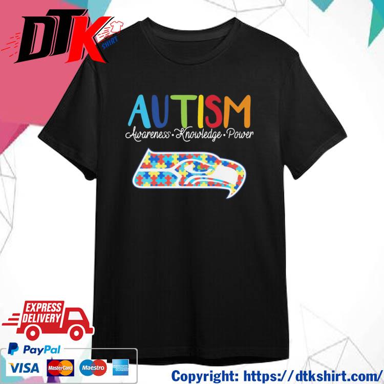 Official Seattle Seahawks Autism Awareness Knowledge Power t-shirt