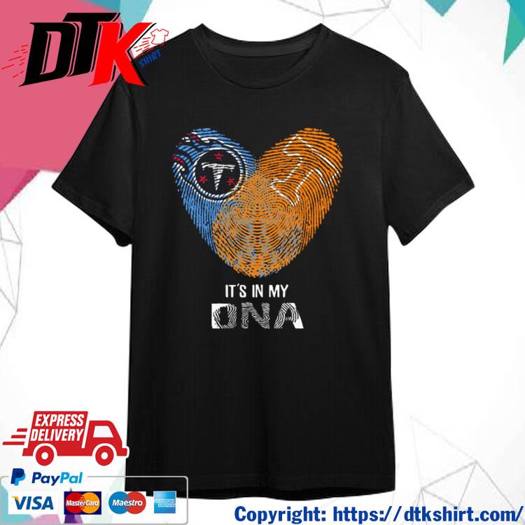 Official Tennessee Titans And Tennessee Volunteers Heart It's In My DNA 2023 t-shirt