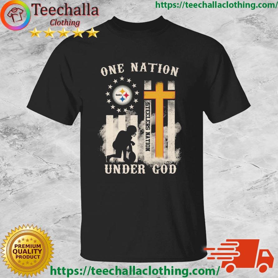 Pittsburgh Steelers One Nation Under God Cross American Flag shirt