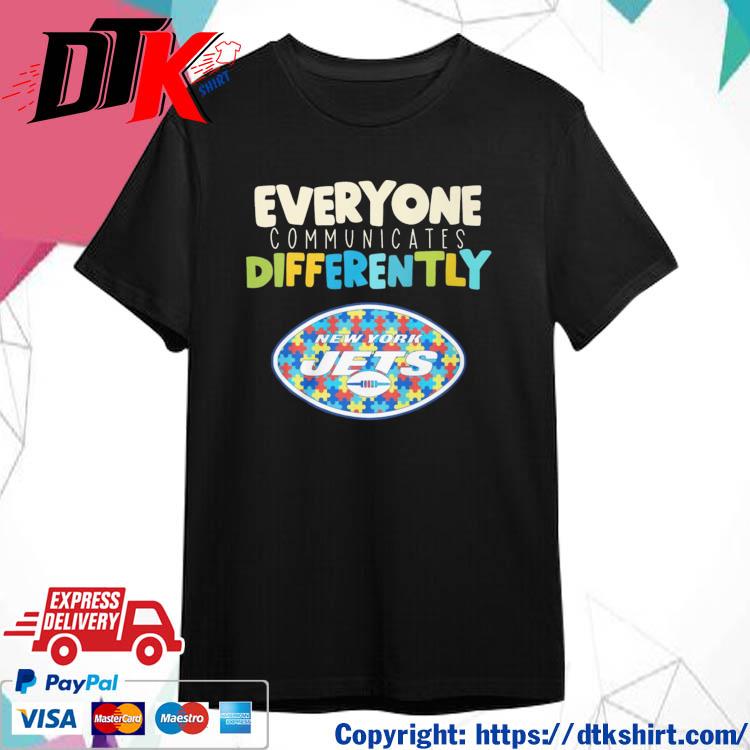 Official New York Jets Autism Everyone Communicates Differently t-shirt
