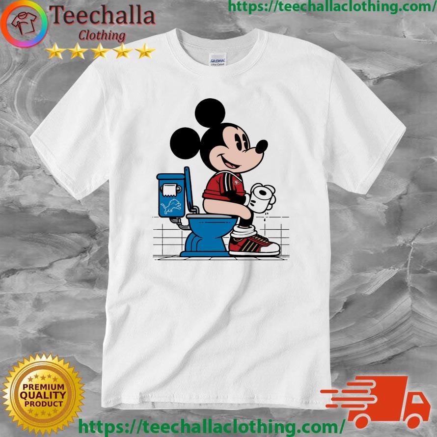 Official San Francisco 49ers Mickey Mouse Sitting On Detroit Lions Toilet Shirt